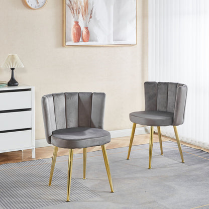 HouseOfZazla Ergonomic Dining Chairs set of 2 in gray velvet with gold metal legs on Tampa Home & Garden Store
