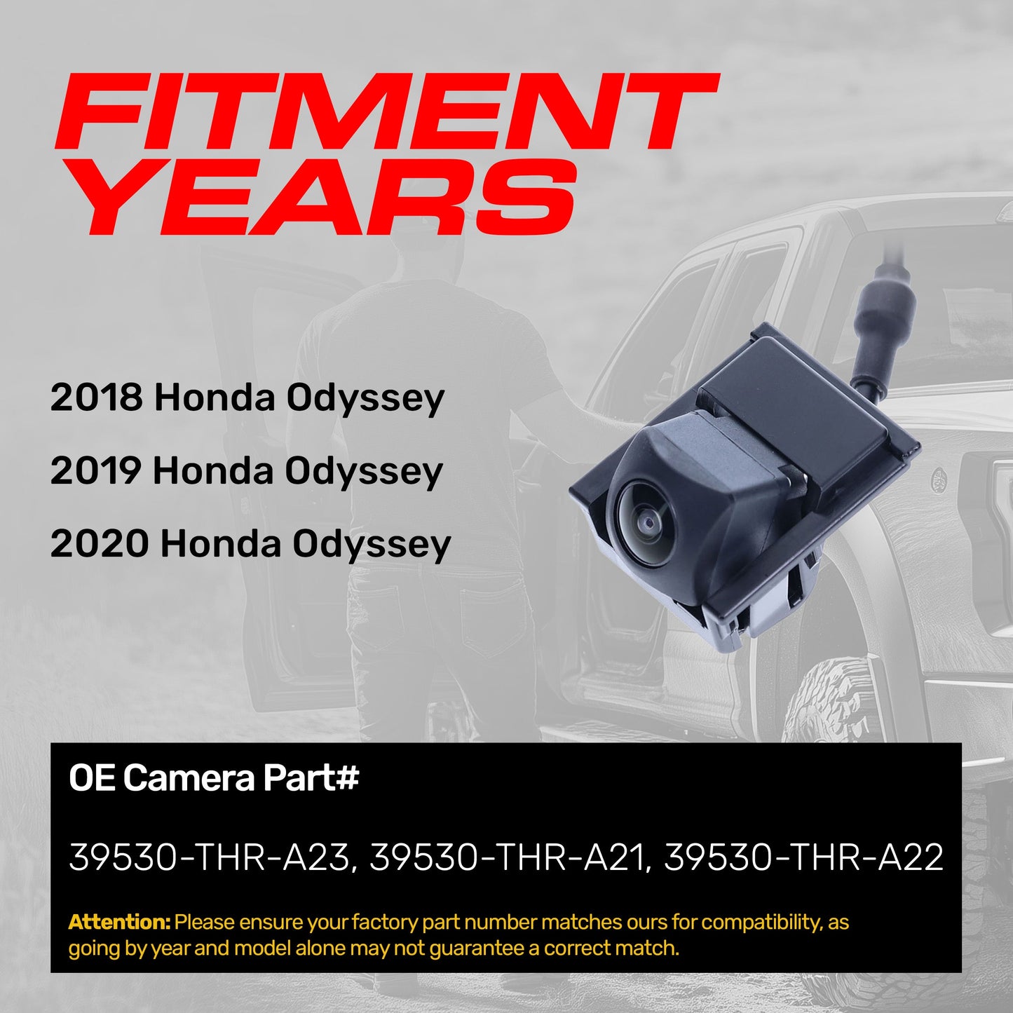 Master Tailgaters Honda Odyssey 2018-2020 backup camera OE replacement 39530-THR-A21/A22/A23 on Tampa Home & Garden Store