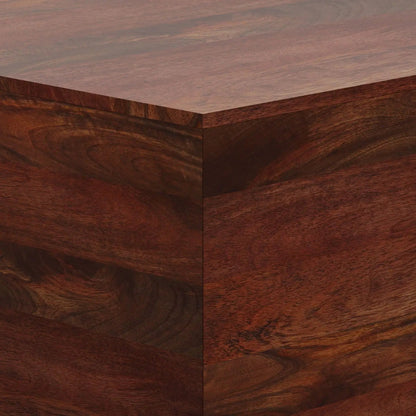 Abba handcrafted coffee table dark walnut wood close-up with mitered edge Unique Piece Furniture on Tampa Home & Garden Store