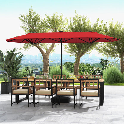 13FT Double-sided Patio Umbrella with Solar Lights for Garden Pool Backyard-Red - Tampa Home & Garden Store
