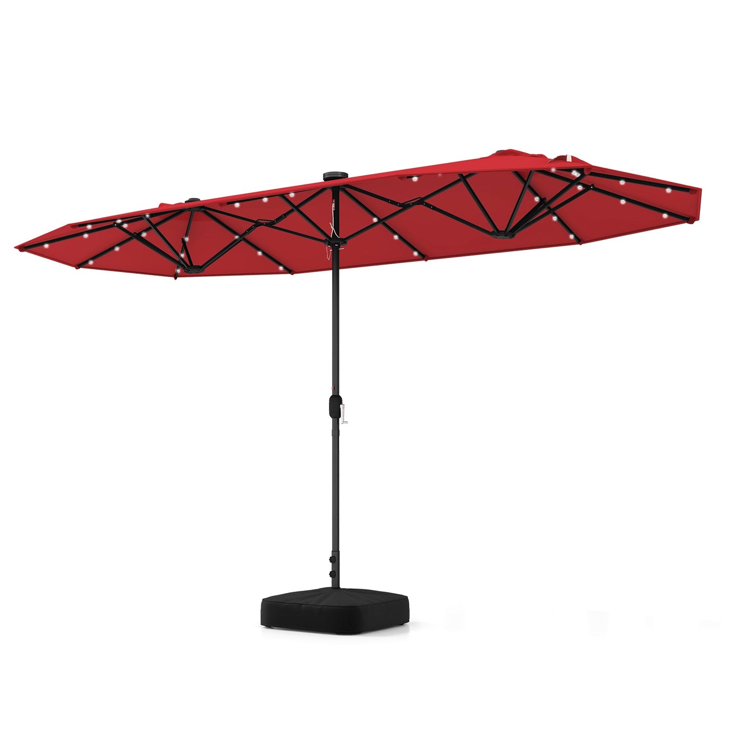 13FT Double-sided Patio Umbrella with Solar Lights for Garden Pool Backyard-Red - Tampa Home & Garden Store