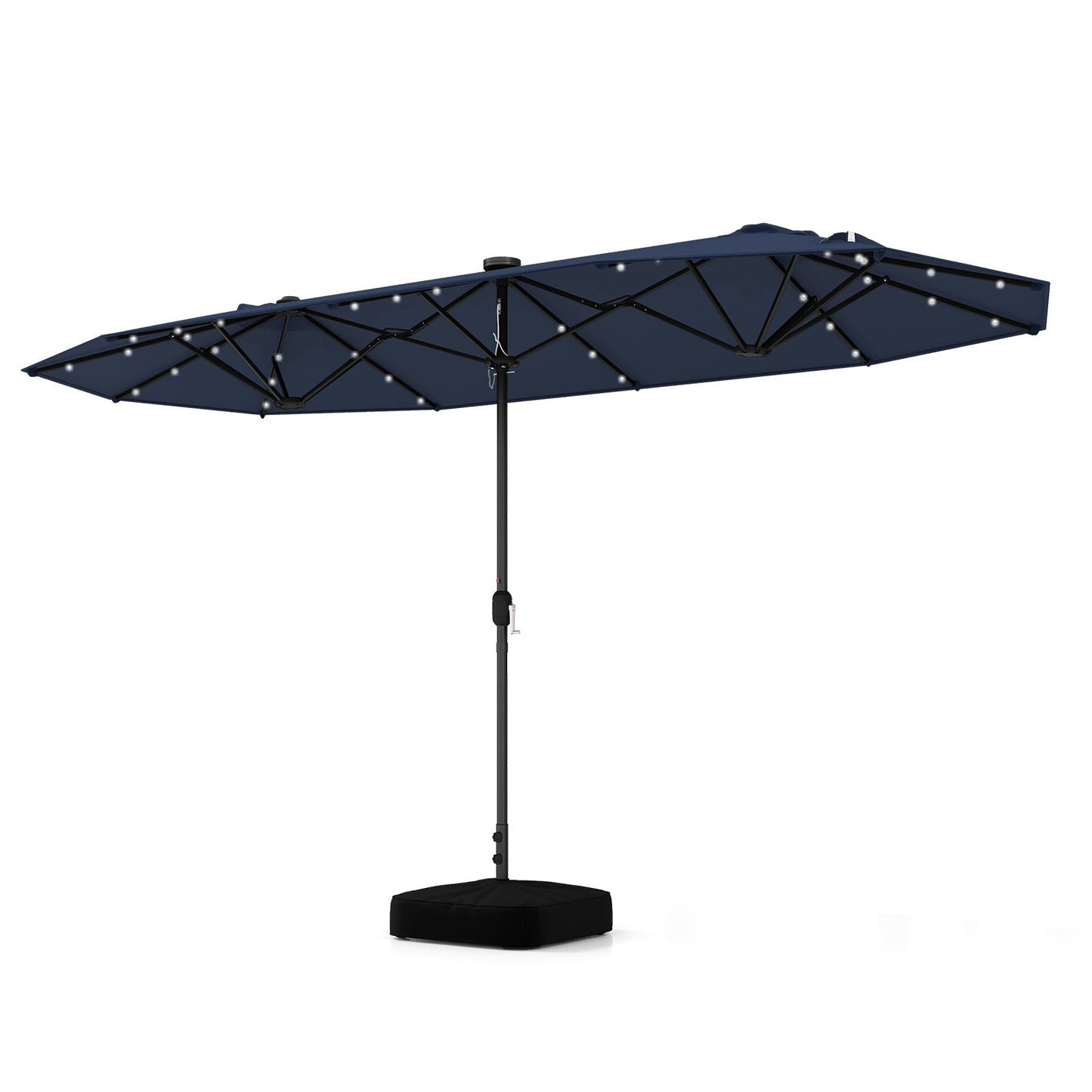 13FT Double-sided Patio Umbrella with Solar Lights for Garden Pool Backyard-Red