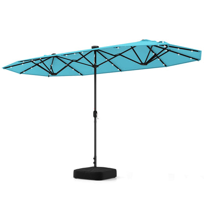 13FT Double-sided Patio Umbrella with Solar Lights for Garden Pool Backyard-Red