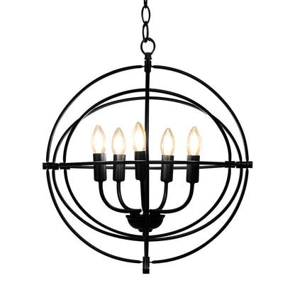 Candelabro metálico de 5 luces de 20 pulgadas con anillos entrelazados pivotantes