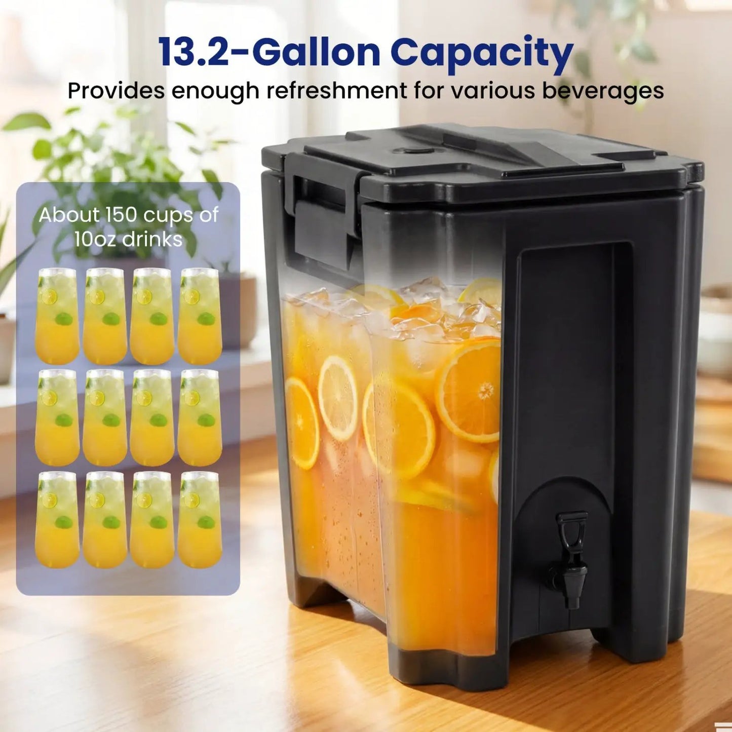 13.2 Gal Insulated Beverage Dispenser with Faucet