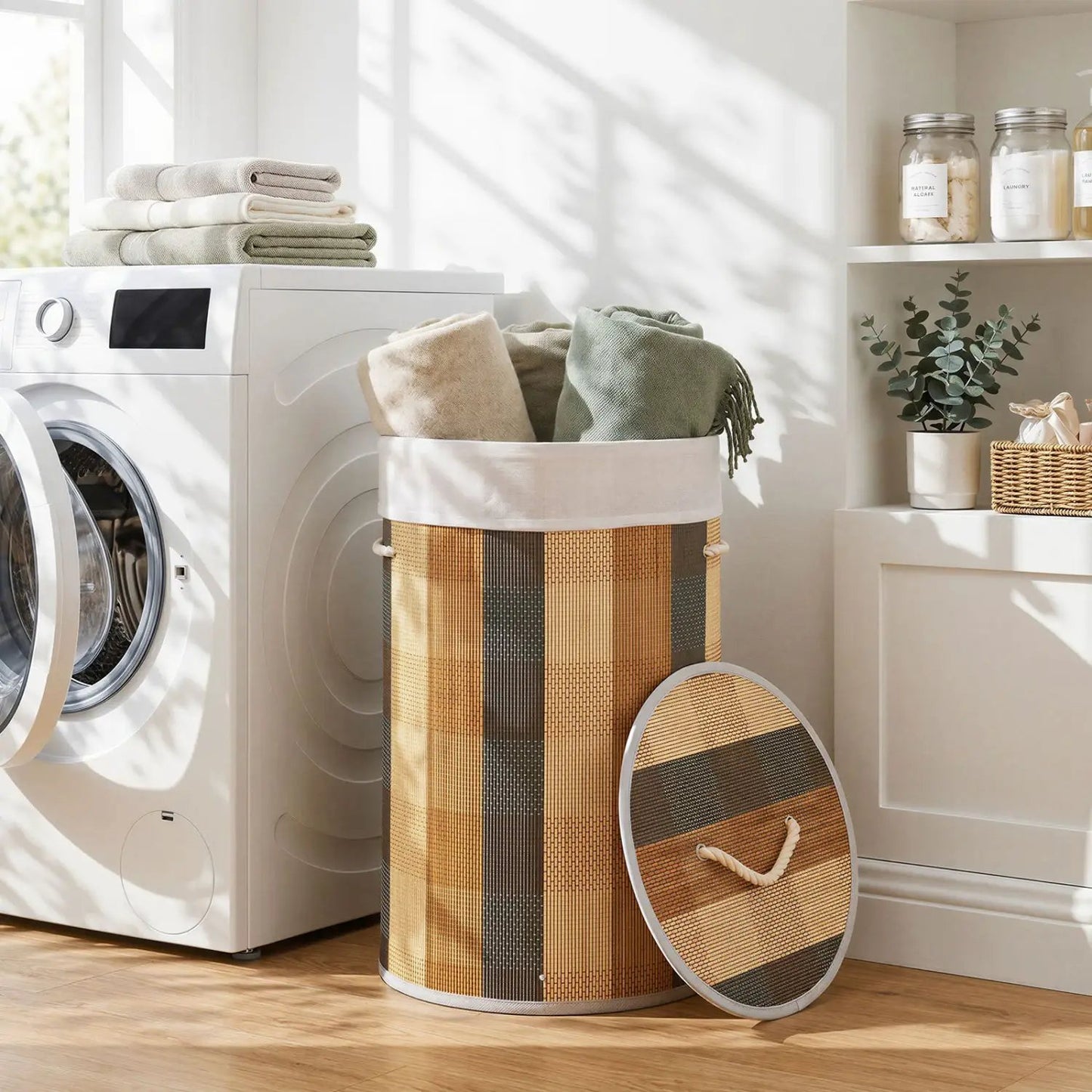 13.2 Gallon Bamboo Laundry Hamper With Liner