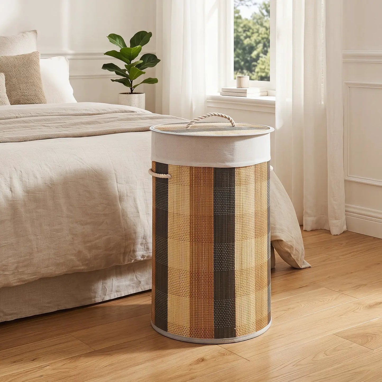 13.2 Gallon Bamboo Laundry Hamper With Liner