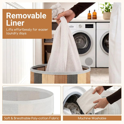 13.2 Gallon Bamboo Laundry Hamper With Liner