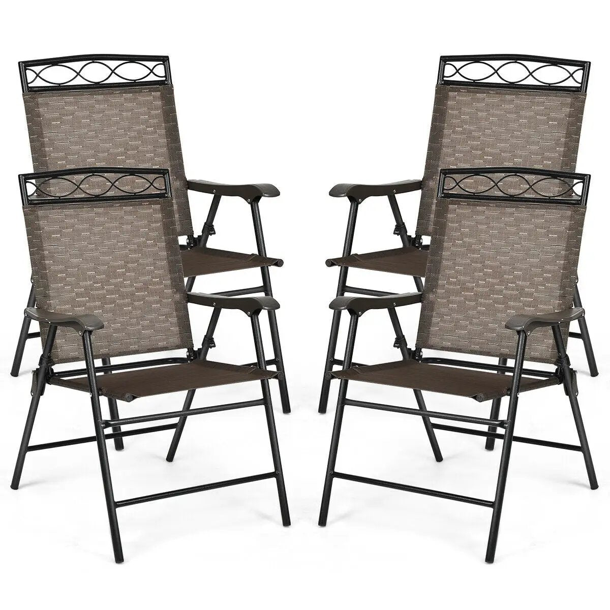 Set of 4 Patio Folding Chairs for Outdoor Use