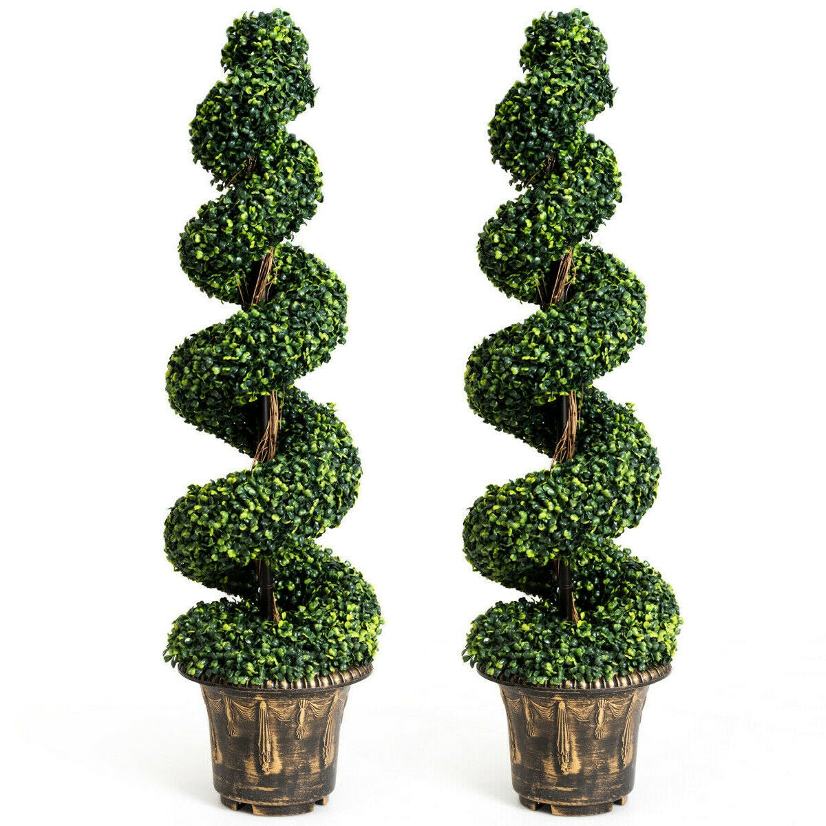 Set de 2 árboles artificiales de boj en espiral de 1.2 m