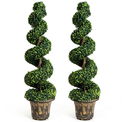 Set de 2 árboles artificiales de boj en espiral de 1.2 m