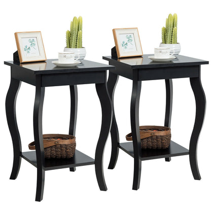 Set of 2 Accent Side Tables with Shelf