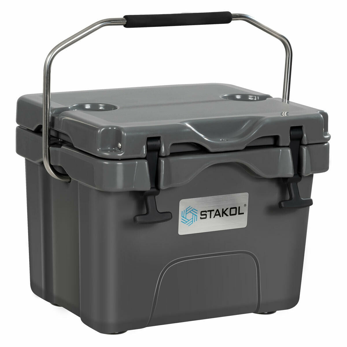 16 Quart 24-Can Capacity Portable Insulated Ice Cooler with 2 Cup Holders-Blue