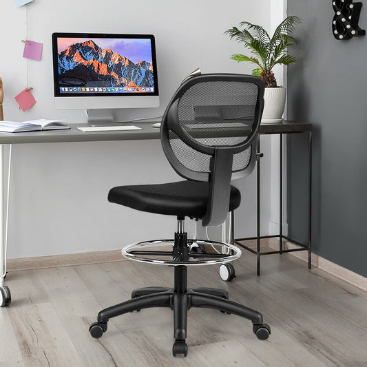 Adjustable Height Mid Back Mesh Drafting Office Chair - Tampa Home & Garden Store