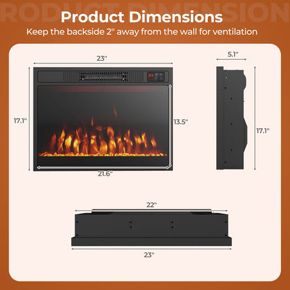 Electric Fireplace Heater with Flame Color