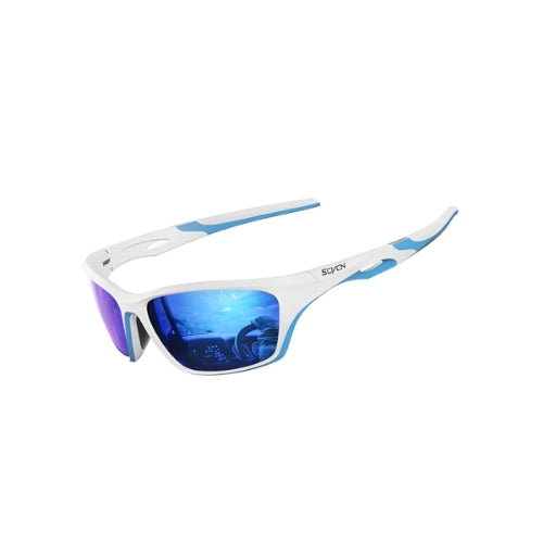 Polarized impact-resistant sunglasses white frame blue mirrored lenses BikerZoneZ on Tampa Home & Garden Store