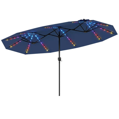 13 Ft Double Sided Patio Umbrella With Led Lights