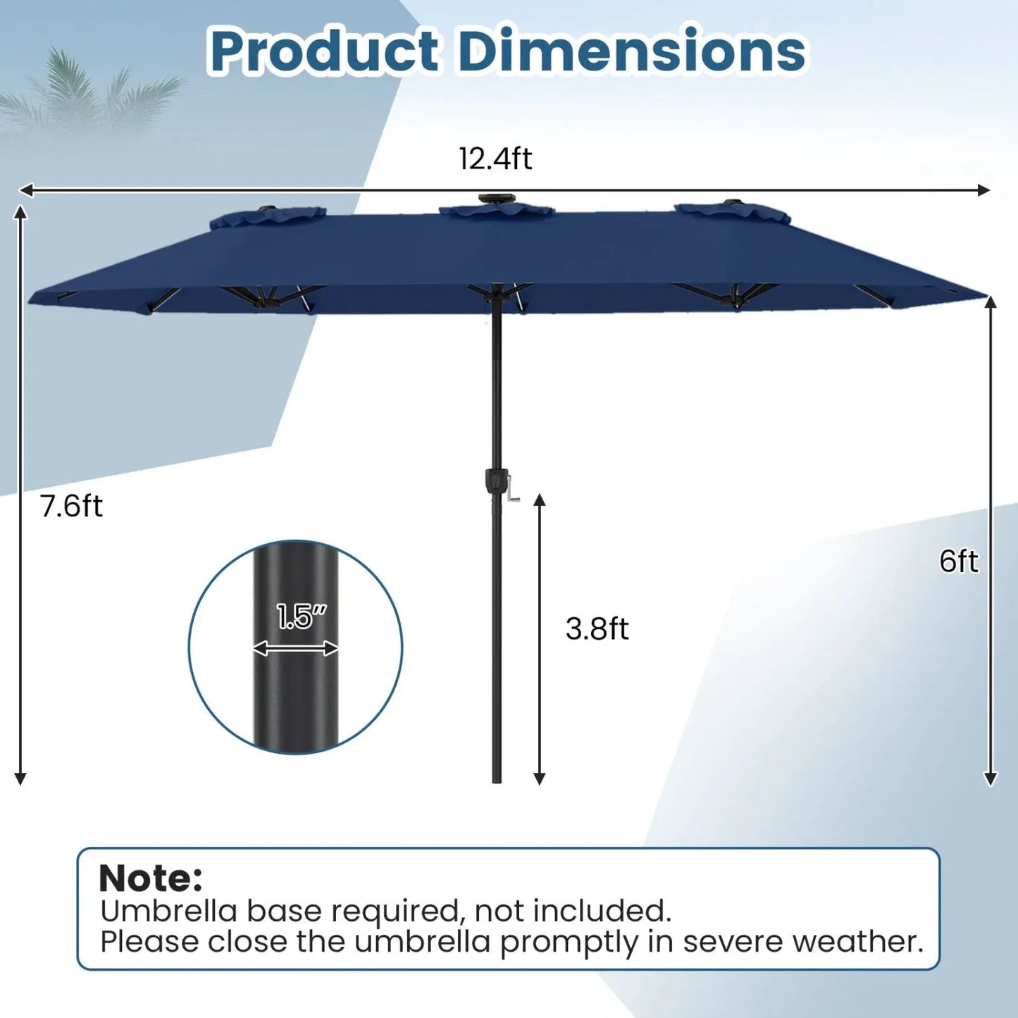 13 Ft Double Sided Patio Umbrella With Led Lights
