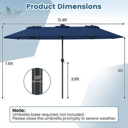 13 Ft Double Sided Patio Umbrella With Led Lights