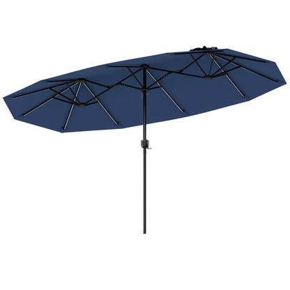 13 Ft Double Sided Patio Umbrella With Led Lights