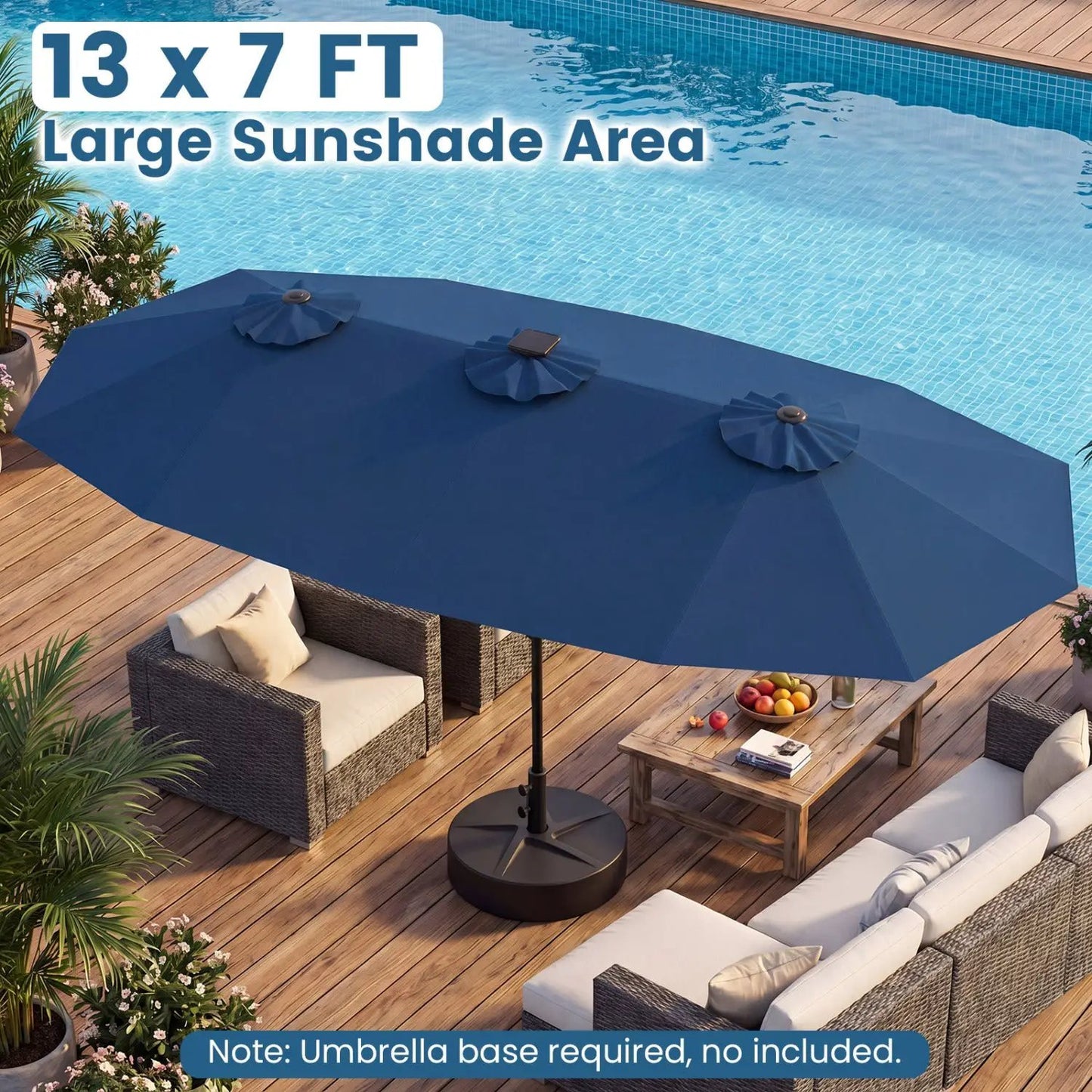 13 Ft Double Sided Patio Umbrella With Led Lights