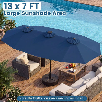 13 Ft Double Sided Patio Umbrella With Led Lights