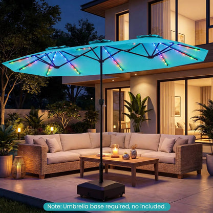 13 Ft Double Sided Patio Umbrella With Led Lights