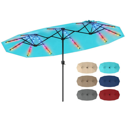 13 Ft Double Sided Patio Umbrella With Led Lights