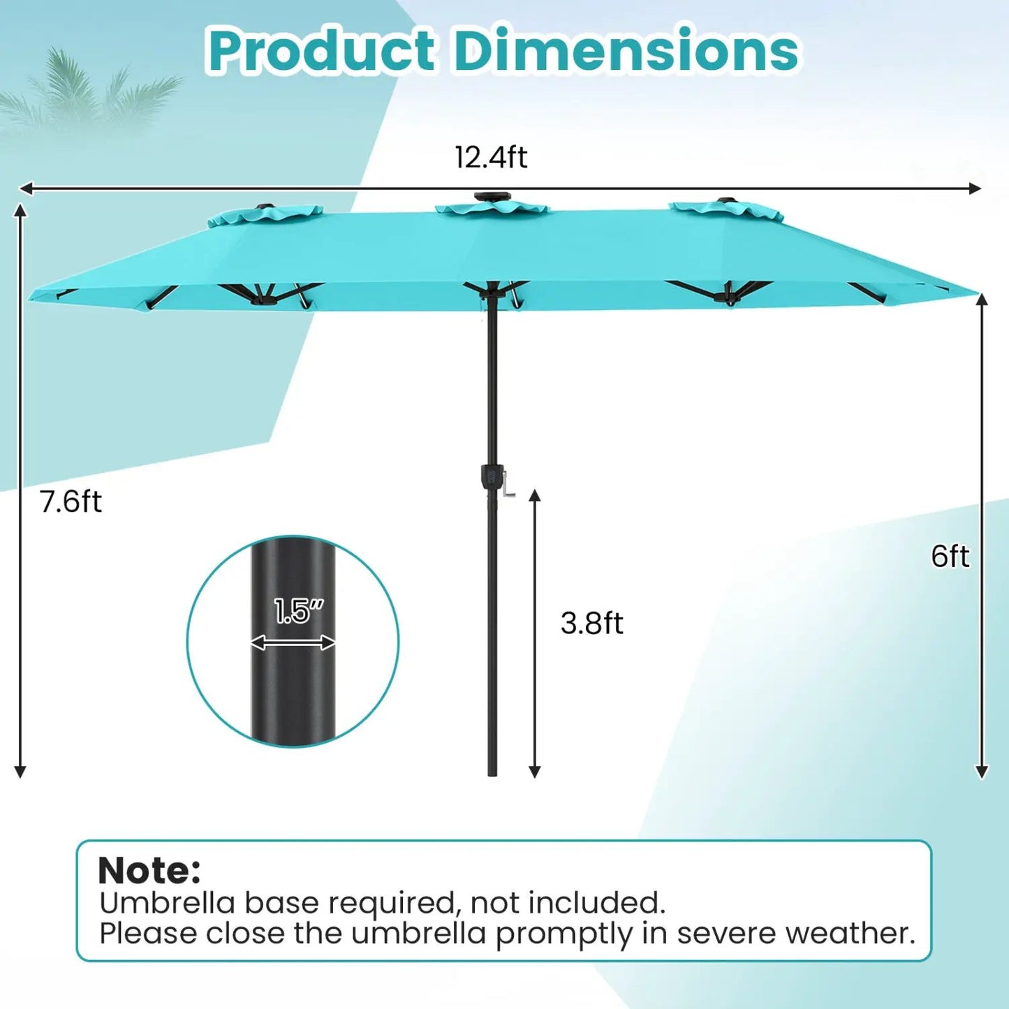 13 Ft Double Sided Patio Umbrella With Led Lights