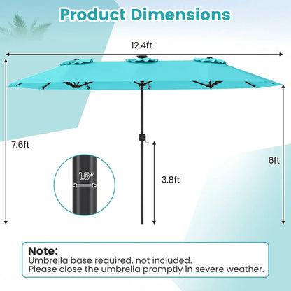 13 Ft Double Sided Patio Umbrella With Led Lights