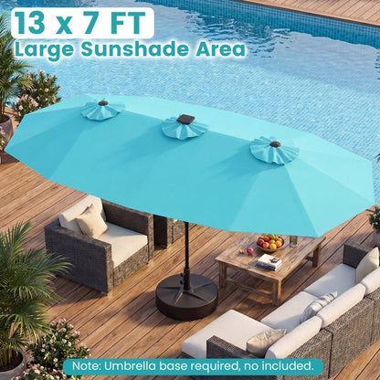 13 Ft Double Sided Patio Umbrella With Led Lights