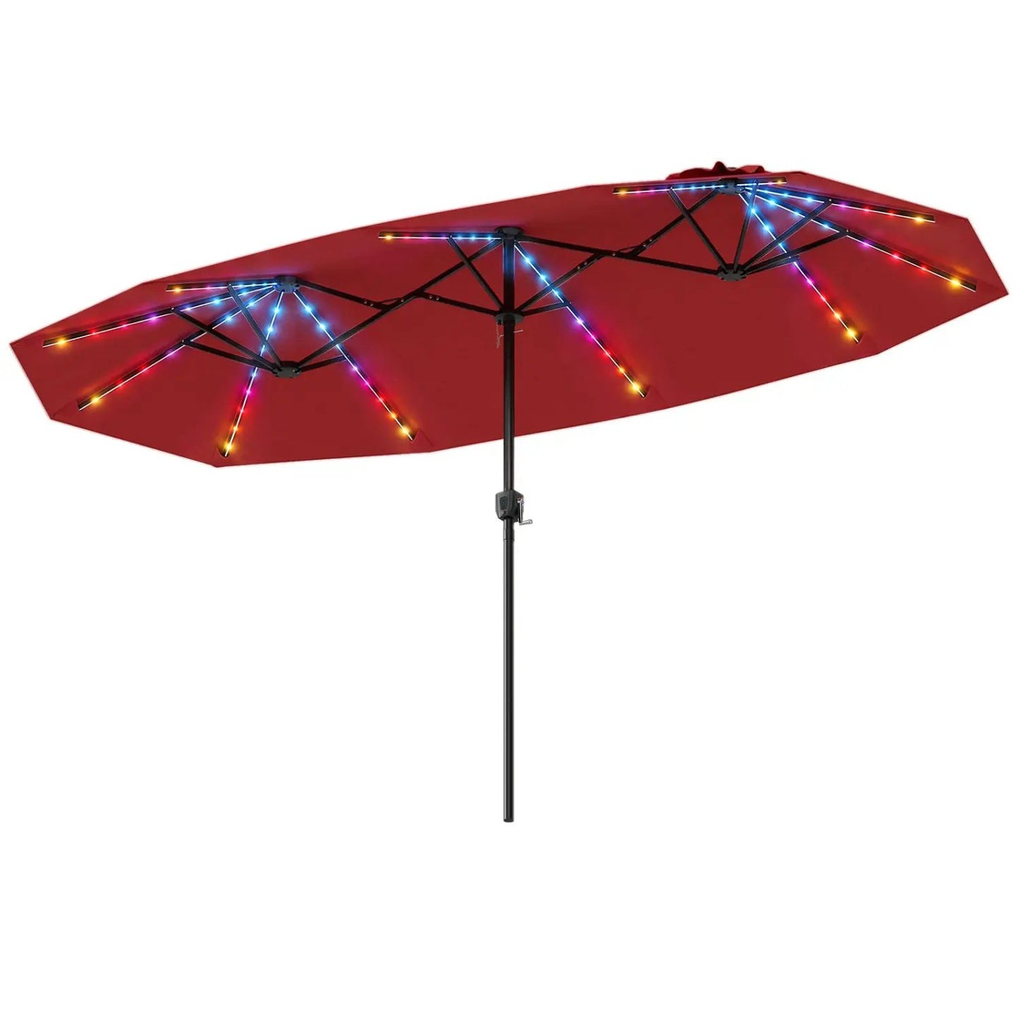 13 Ft Double Sided Patio Umbrella With Led Lights