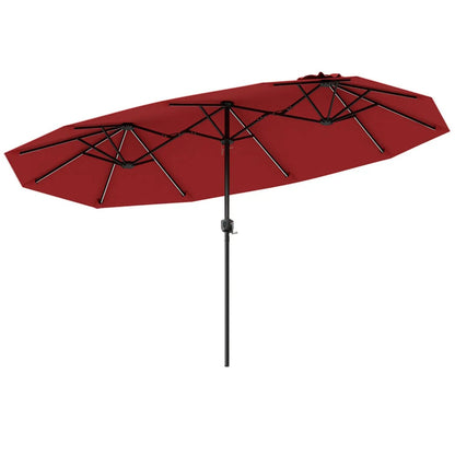 13 Ft Double Sided Patio Umbrella With Led Lights