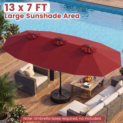 13 Ft Double Sided Patio Umbrella With Led Lights