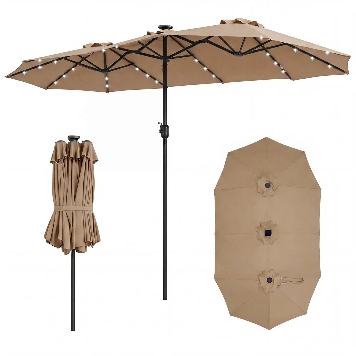 13 Ft Double-Sided Patio Umbrella with 36 LEDs
