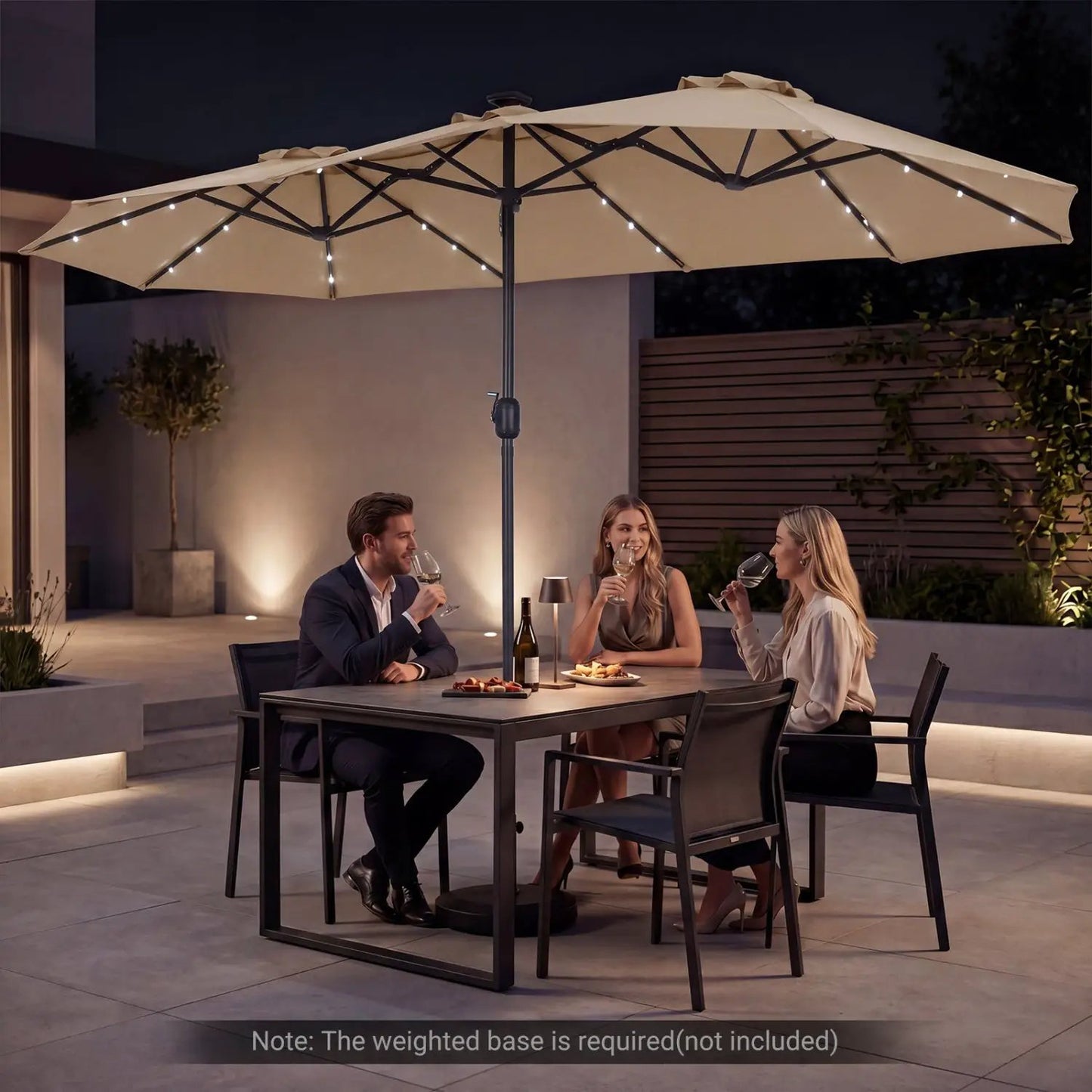 13 Ft Double-Sided Patio Umbrella with 36 LEDs