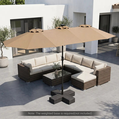 13 Ft Double-Sided Patio Umbrella with 36 LEDs