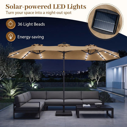 13 Ft Double-Sided Patio Umbrella with 36 LEDs
