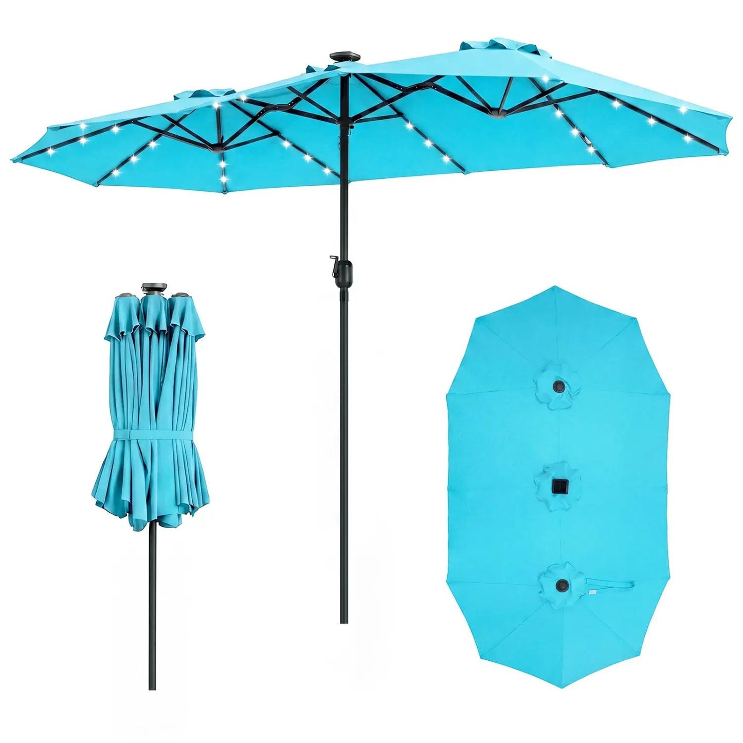 13 Ft Double-Sided Patio Umbrella with 36 LEDs