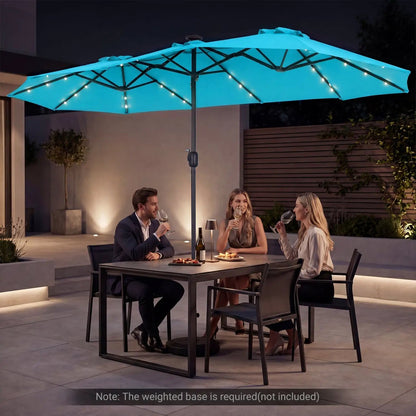 13 Ft Double-Sided Patio Umbrella with 36 LEDs