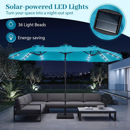 13 Ft Double-Sided Patio Umbrella with 36 LEDs