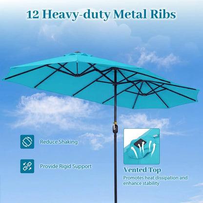13 Ft Double-Sided Patio Umbrella with 36 LEDs