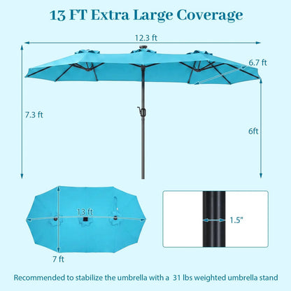 13 Ft Double-Sided Patio Umbrella with 36 LEDs