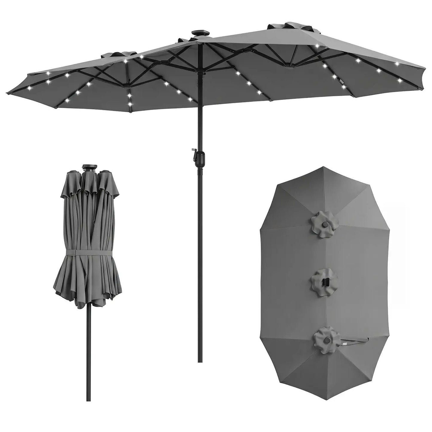 13 Ft Double-Sided Patio Umbrella with 36 LEDs