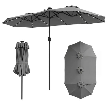 13 Ft Double-Sided Patio Umbrella with 36 LEDs