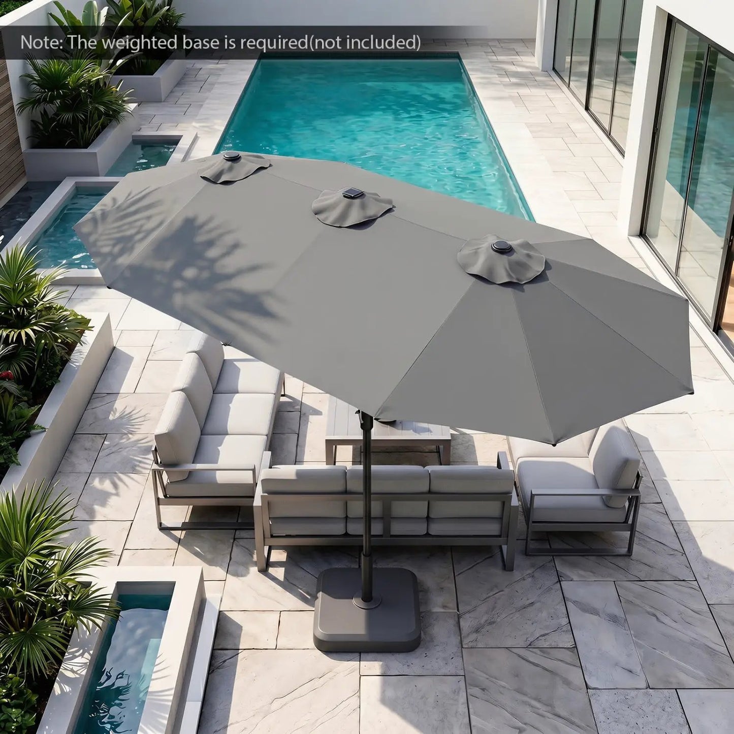 13 Ft Double-Sided Patio Umbrella with 36 LEDs
