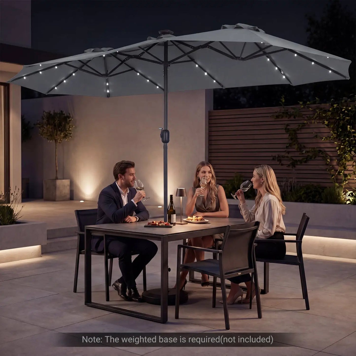 13 Ft Double-Sided Patio Umbrella with 36 LEDs