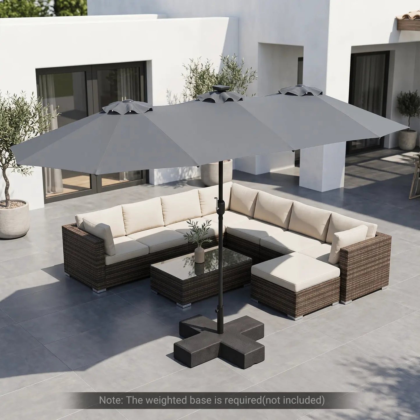13 Ft Double-Sided Patio Umbrella with 36 LEDs