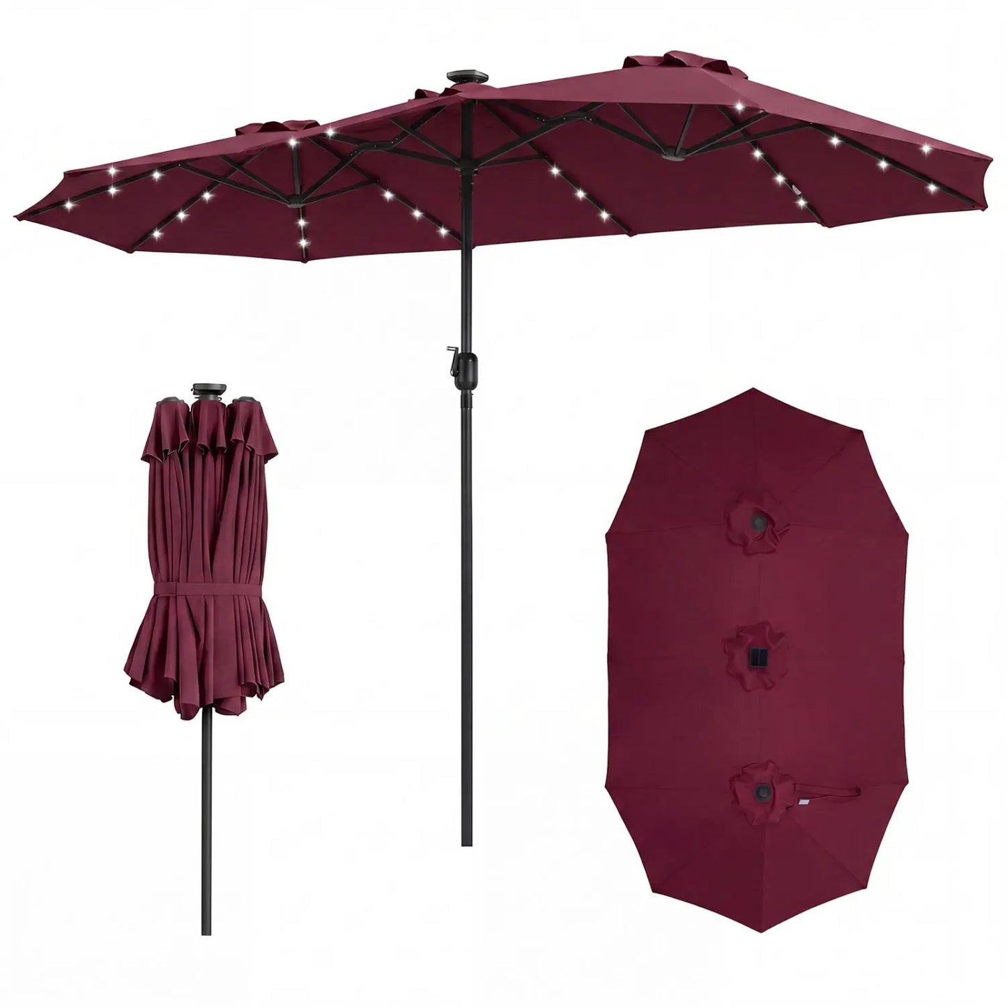 13 Ft Double-Sided Patio Umbrella with 36 LEDs