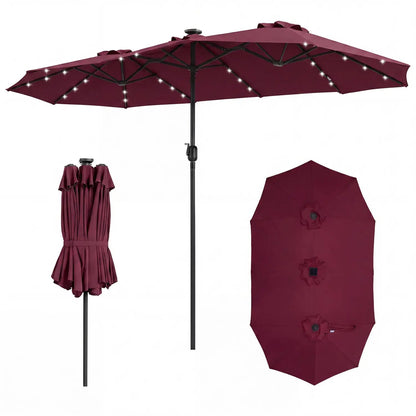 13 Ft Double-Sided Patio Umbrella with 36 LEDs